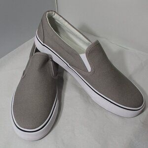 NEW Emma Comfy Gray & White  Ladies Womens Canvas  Casual Slip-On Shoes Size 10